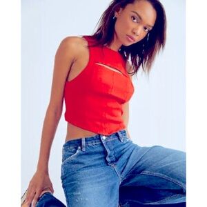 Free People Sneak a Peak Cut Out Smocked Sleeveless Top